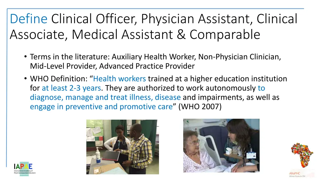 define clinical officer physician assistant