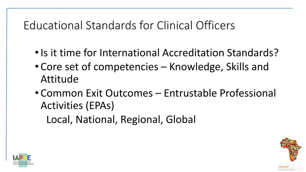 educational standards for clinical officers