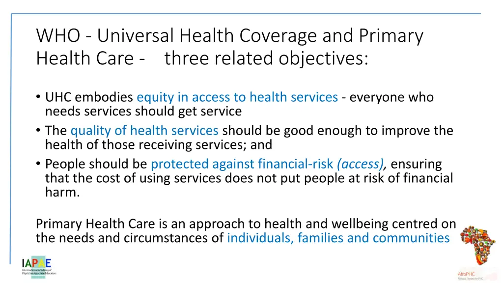 who universal health coverage and primary health