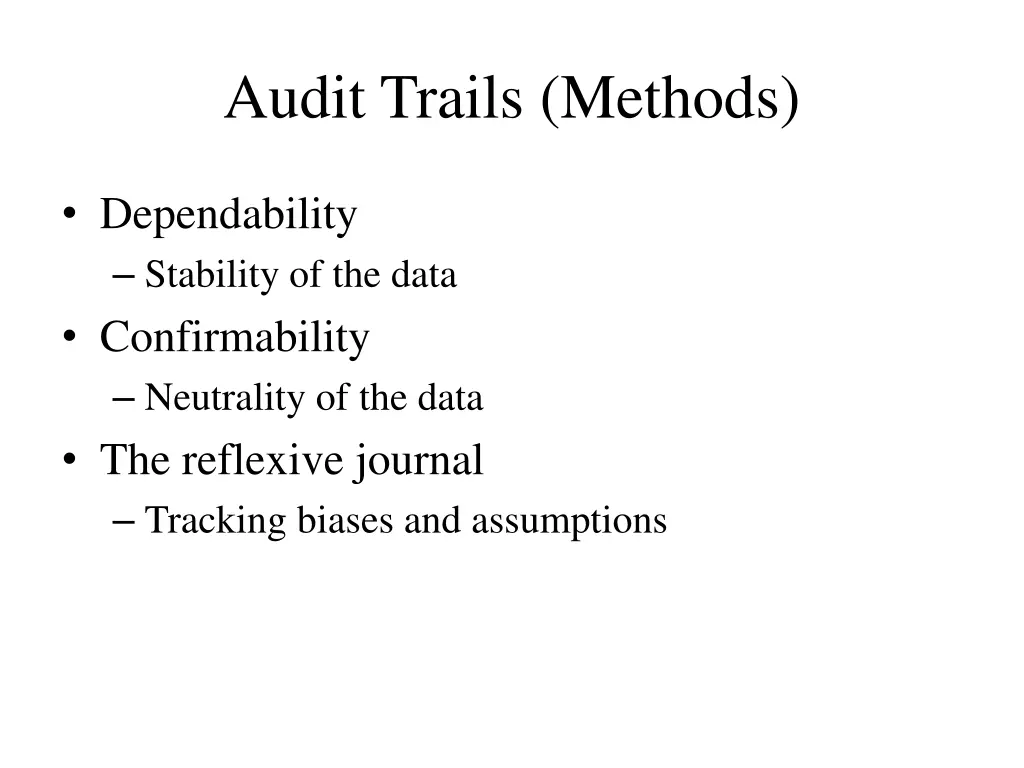 audit trails methods