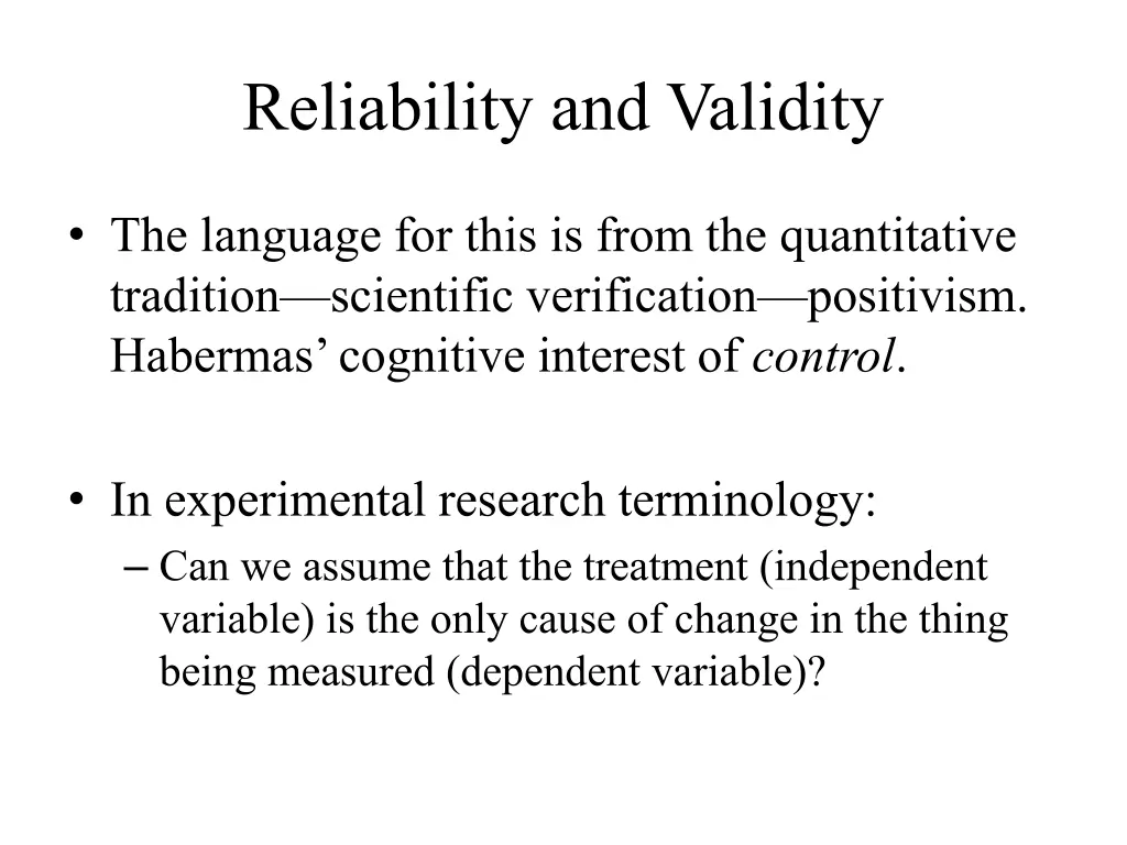 reliability and validity