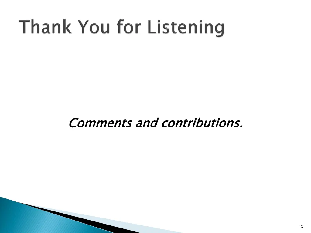 comments and contributions