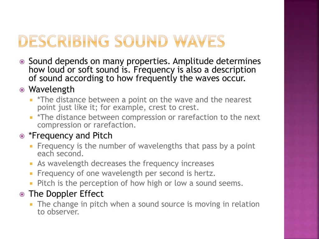 describing sound waves
