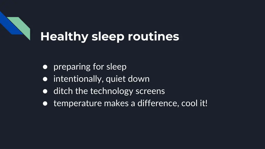 healthy sleep routines