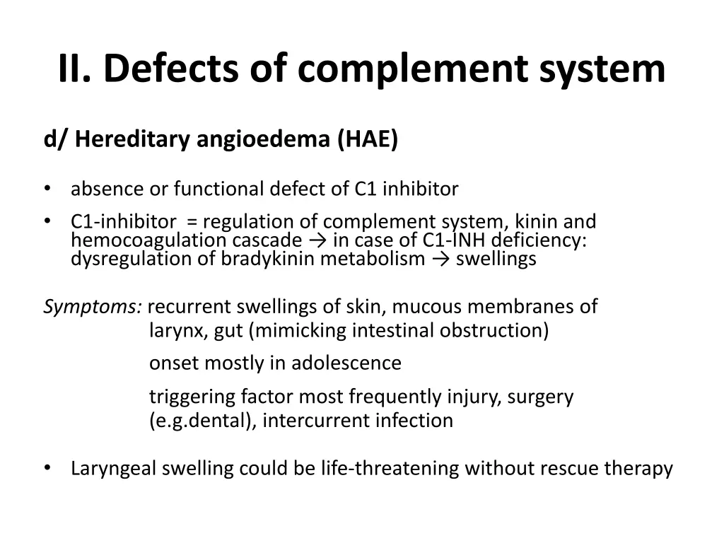 ii defects of complement system 1