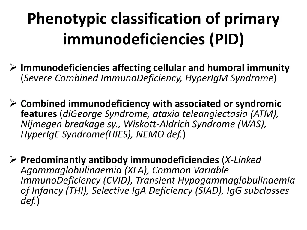 phenotypic classification of primary