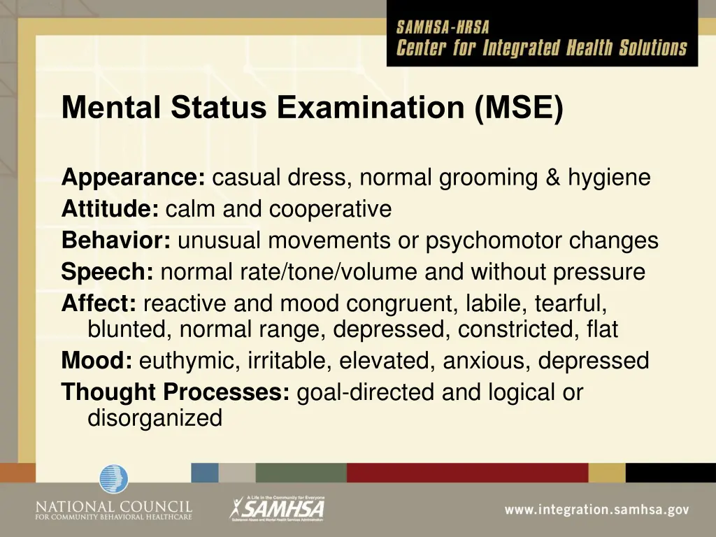 mental status examination mse