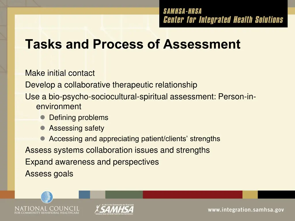 tasks and process of assessment