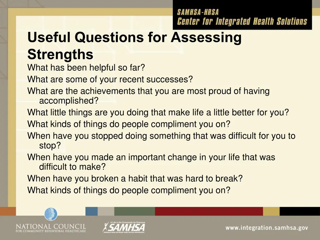 useful questions for assessing strengths what