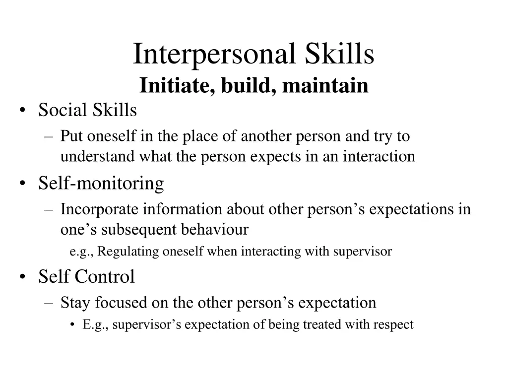 interpersonal skills initiate build maintain