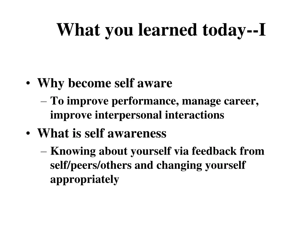 what you learned today i