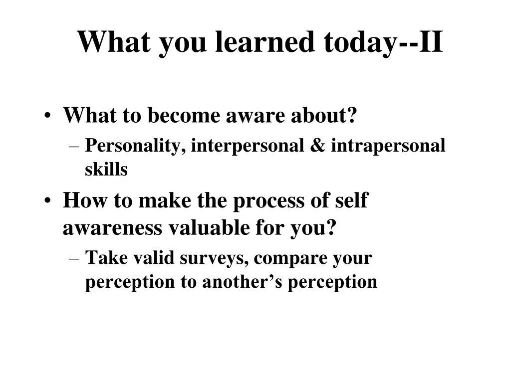 what you learned today ii
