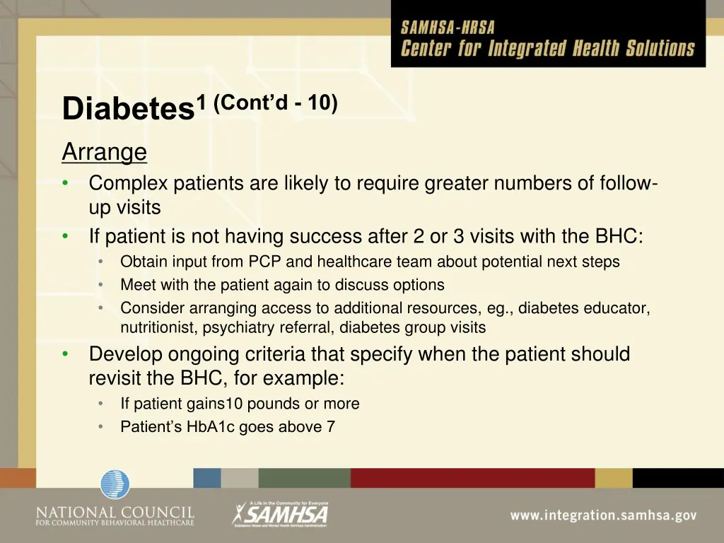 diabetes 1 cont d 10 arrange complex patients