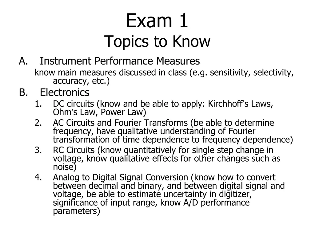 exam 1 topics to know