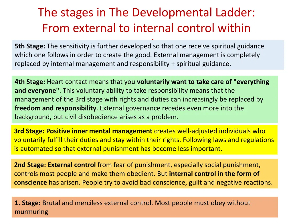 the stages in the developmental ladder from