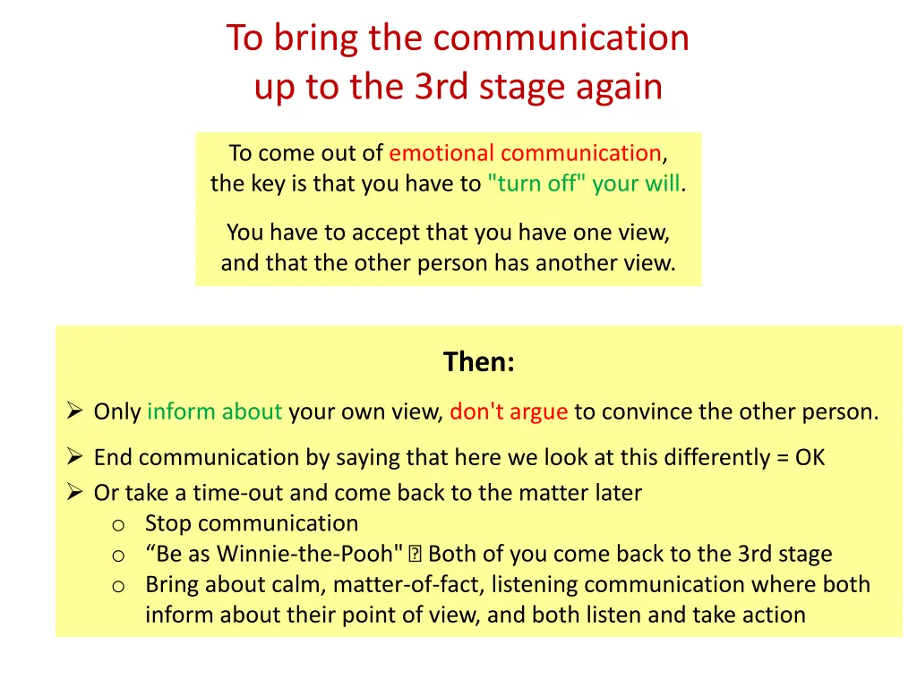 to bring the communication up to the 3rd stage