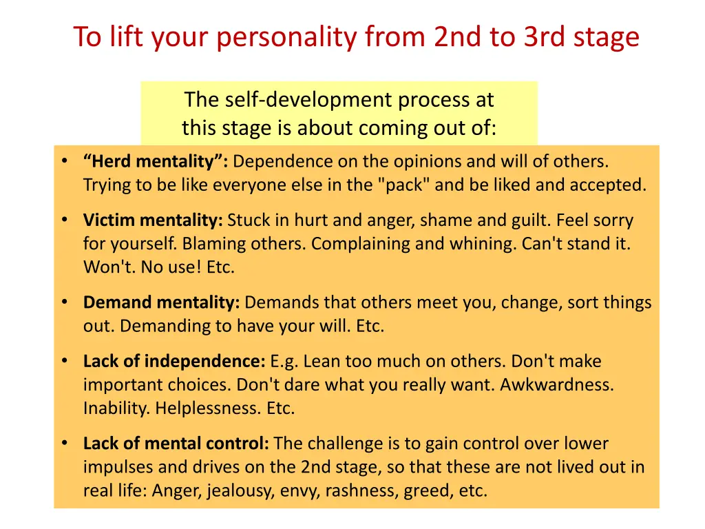 to lift your personality from 2nd to 3rd stage