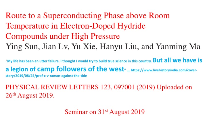 route to a superconducting phase above room