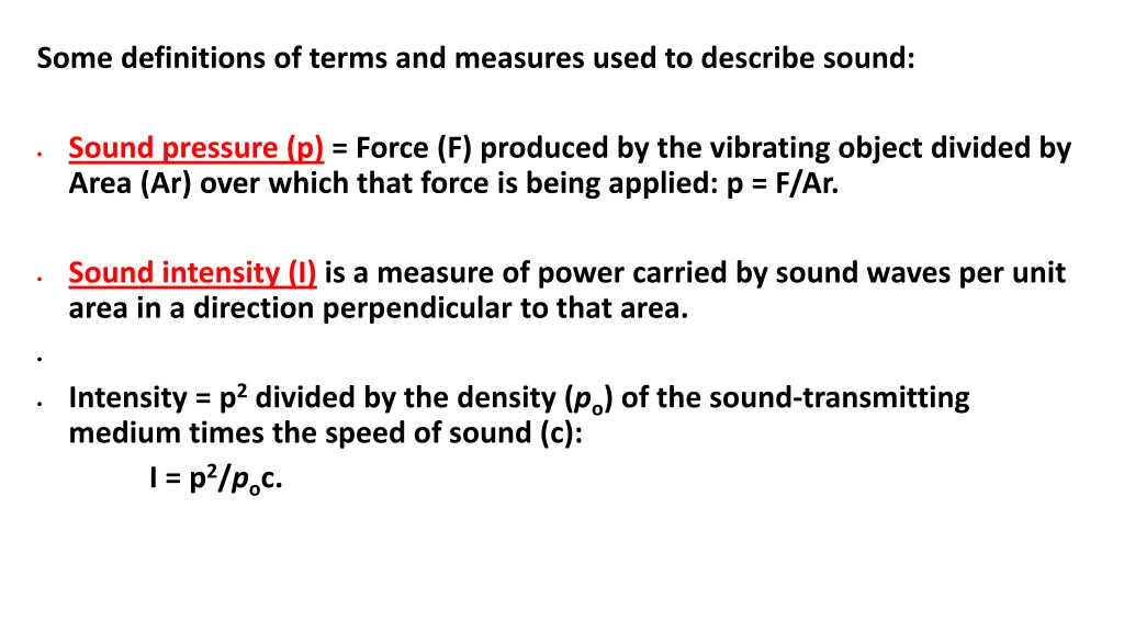 some definitions of terms and measures used