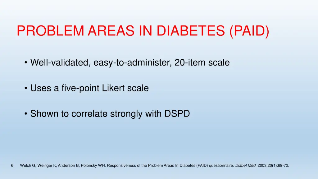 problem areas in diabetes paid