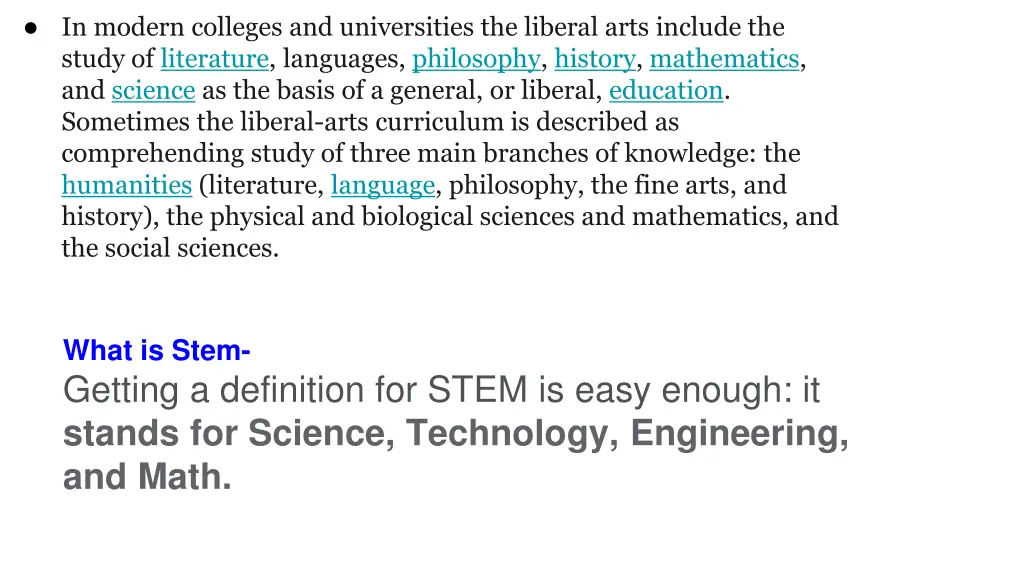 in modern colleges and universities the liberal