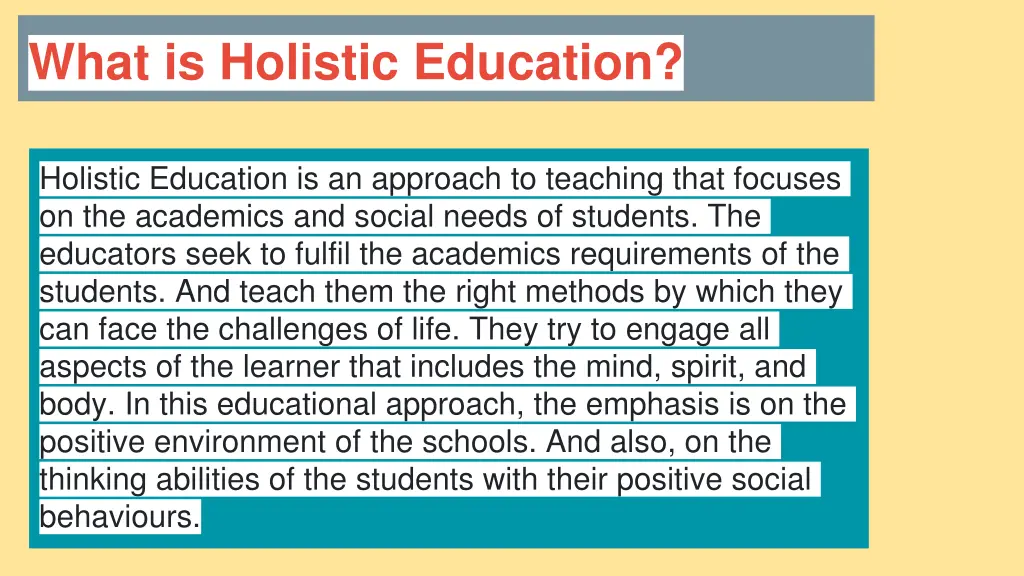 what is holistic education