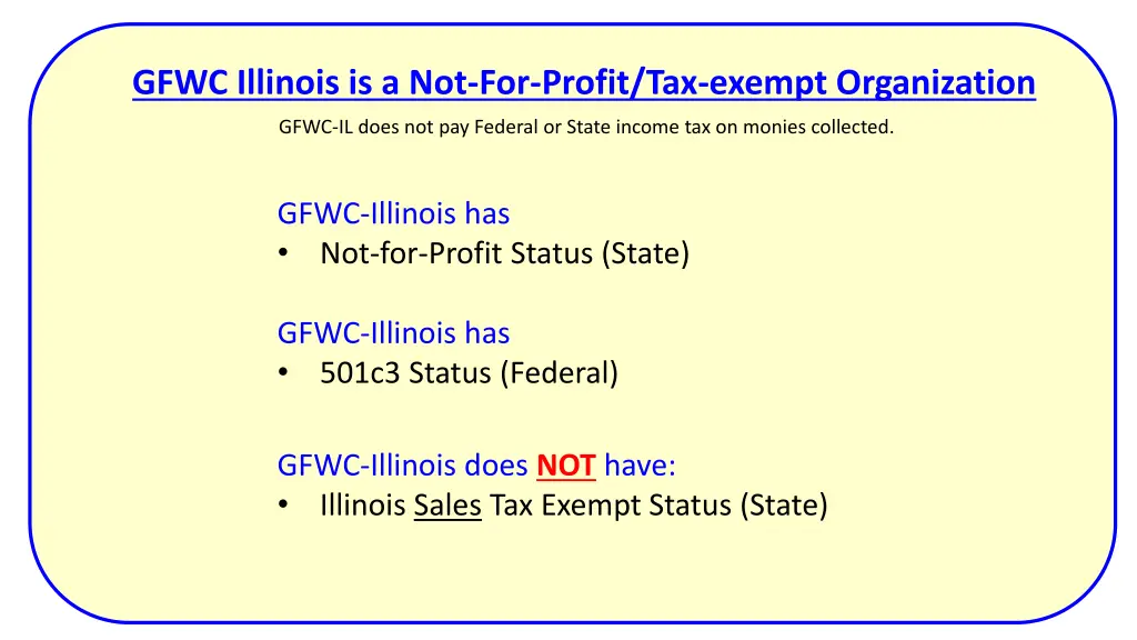 gfwc illinois is a not for profit tax exempt