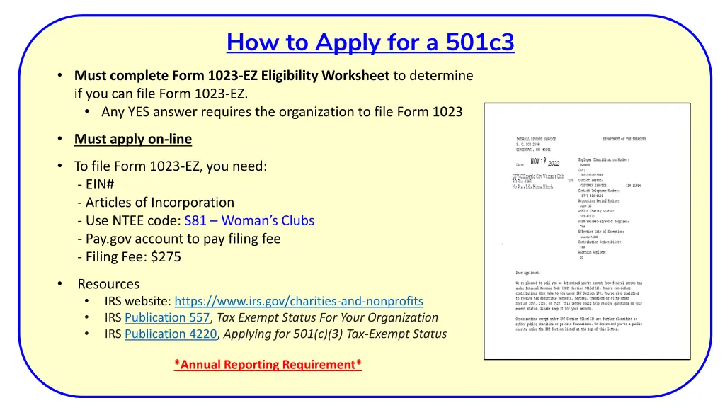 how to apply for a 501c3