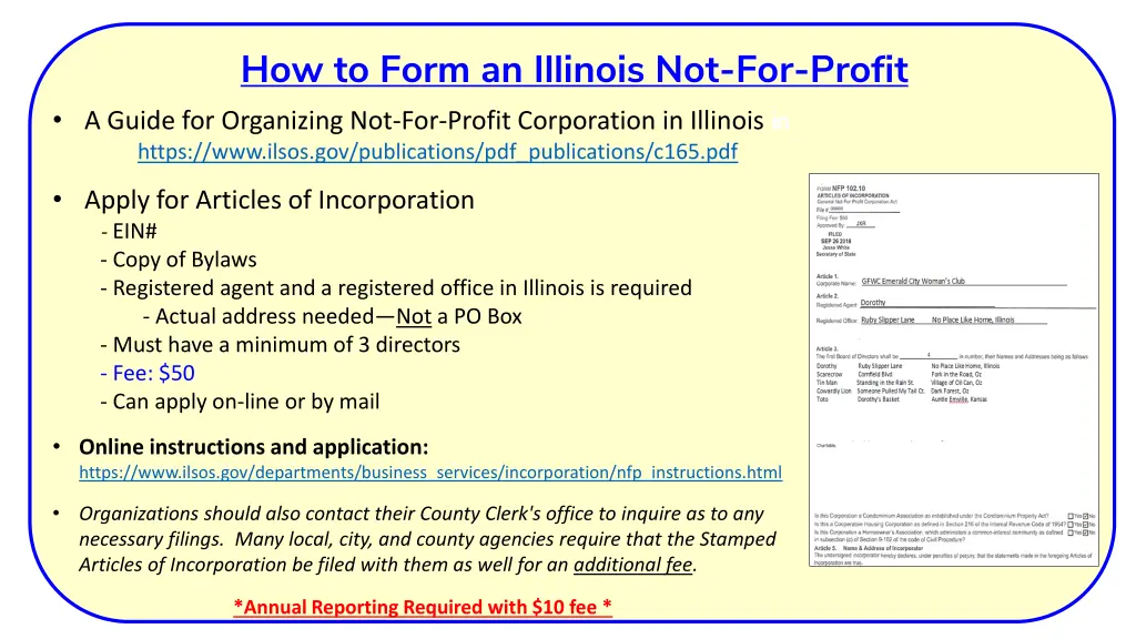 how to form an illinois not for profit