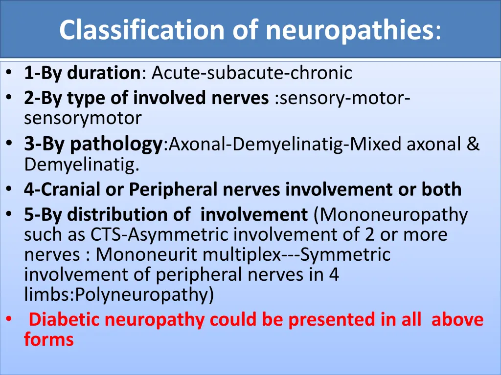 classification of neuropathies