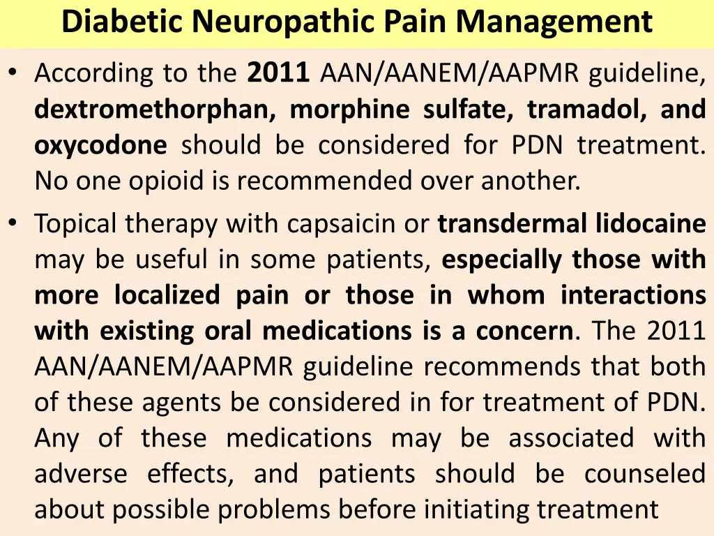 diabetic neuropathic pain management according