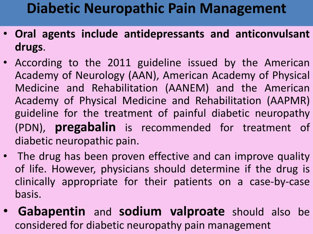 diabetic neuropathic pain management
