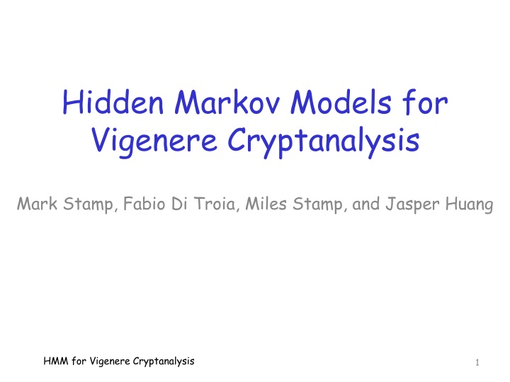 hidden markov models for vigenere cryptanalysis