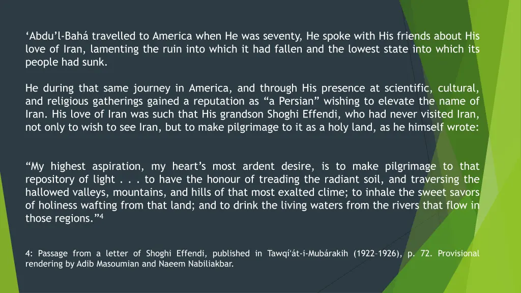 abdu l bah travelled to america when