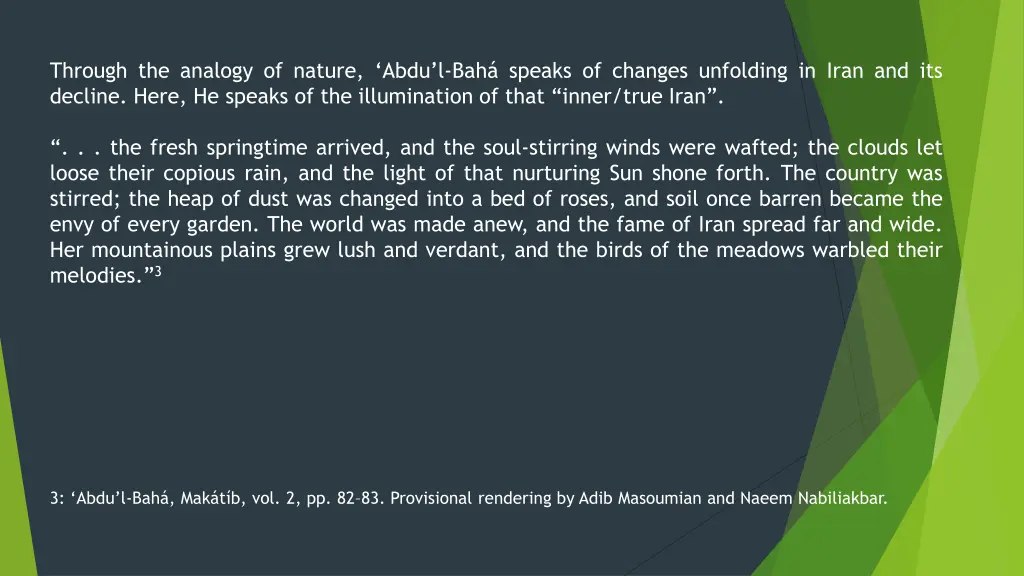 through the analogy of nature abdu l bah speaks