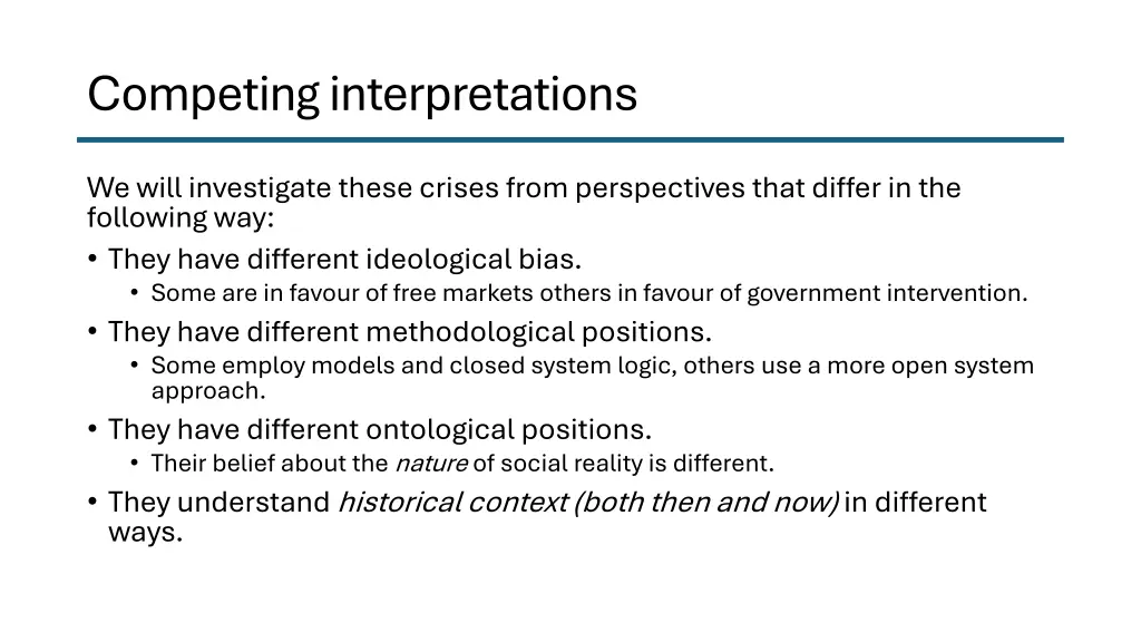 competing interpretations