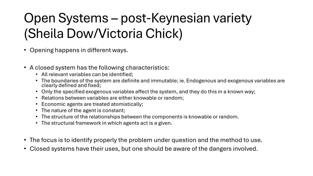 open systems post keynesian variety sheila