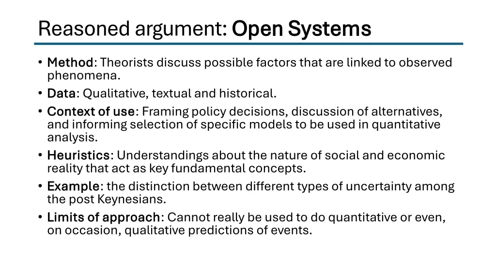 reasoned argument open systems