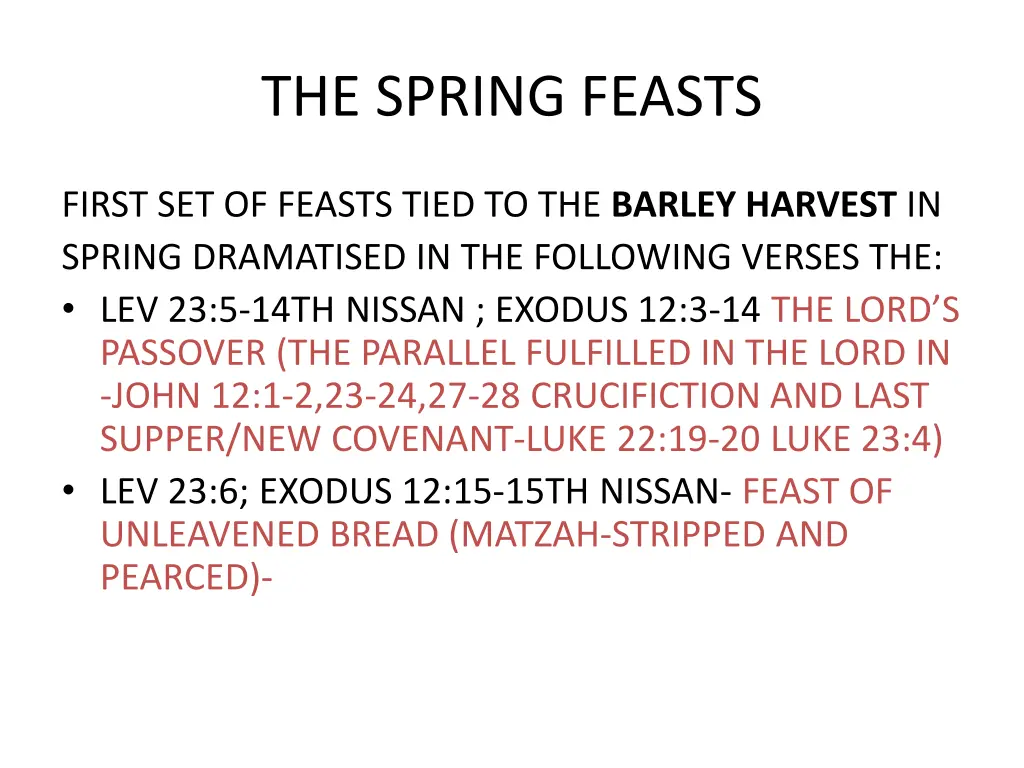 the spring feasts