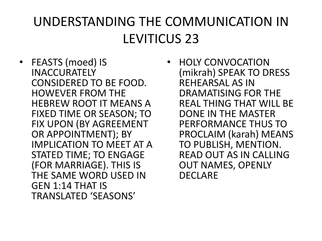 understanding the communication in leviticus 23