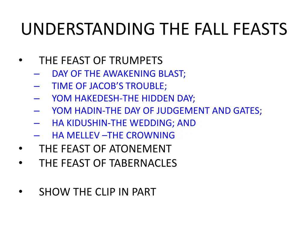understanding the fall feasts