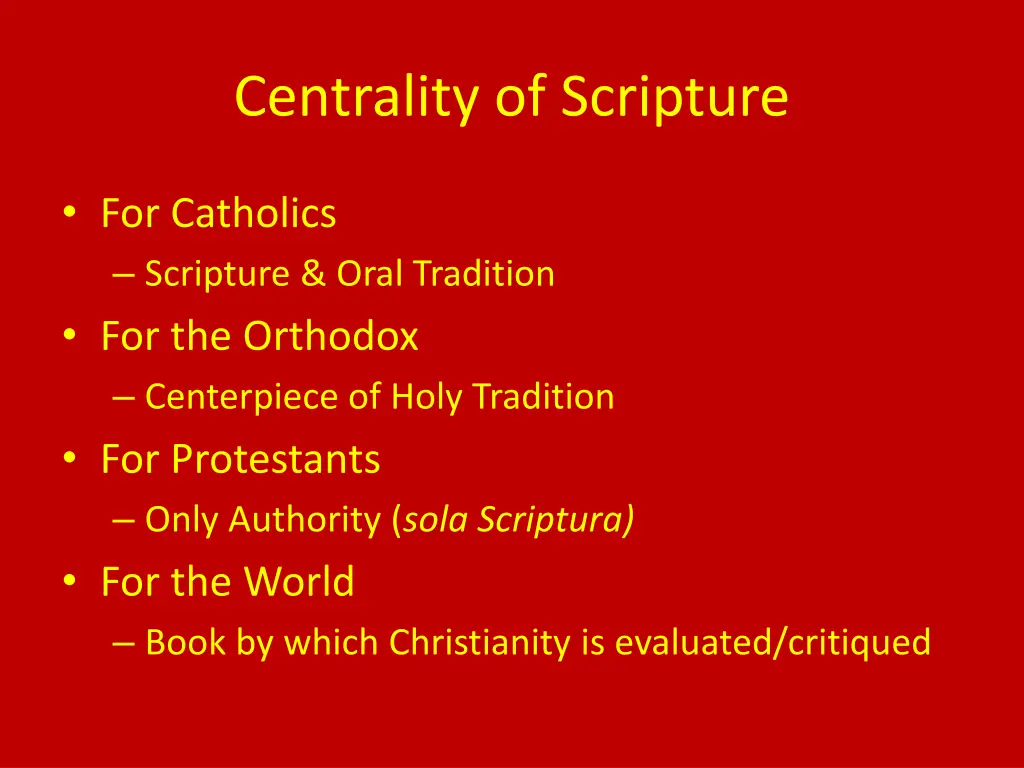 centrality of scripture