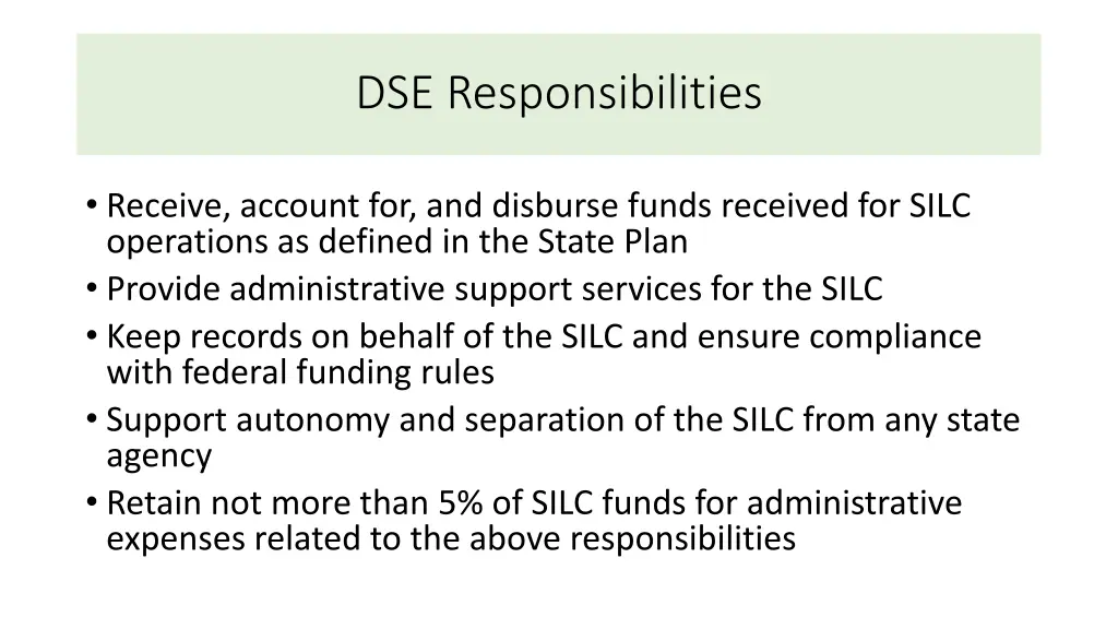 dse responsibilities