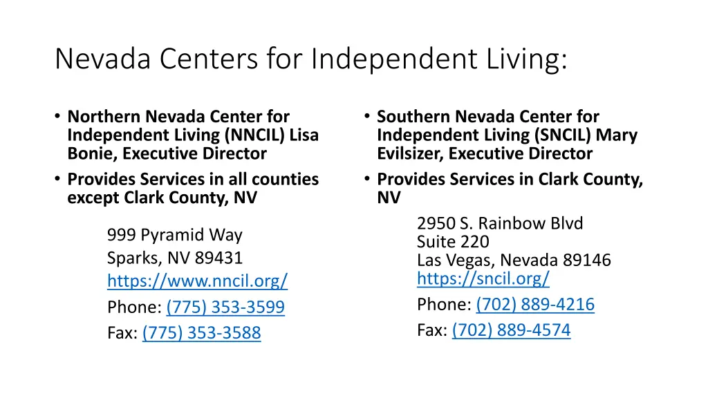 nevada centers for independent living