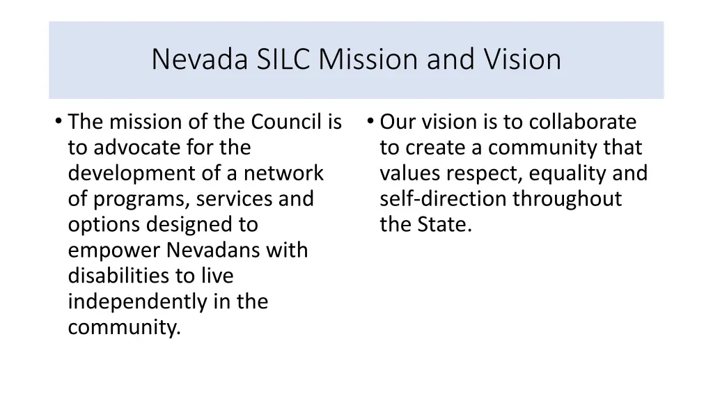 nevada silc mission and vision