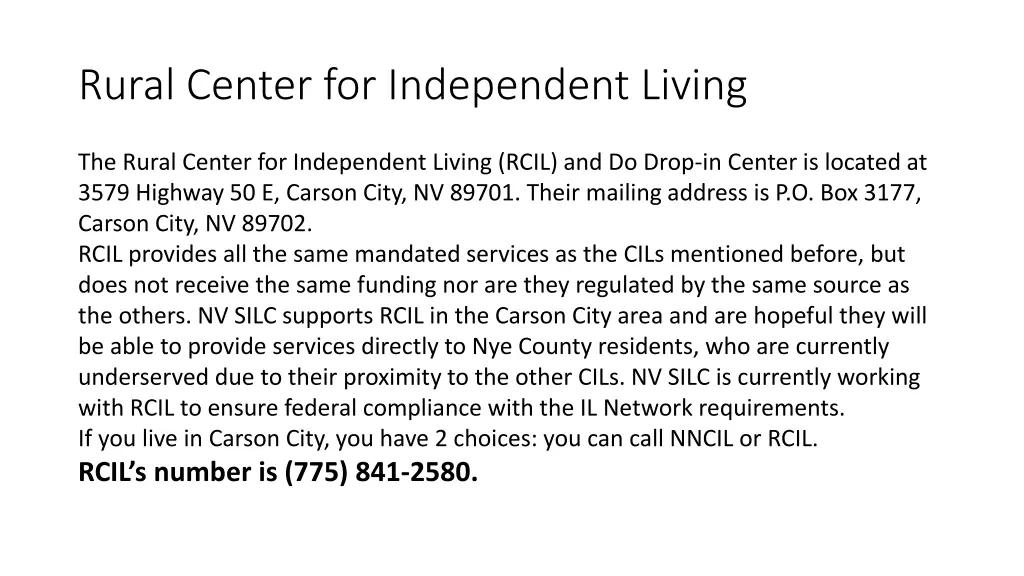 rural center for independent living