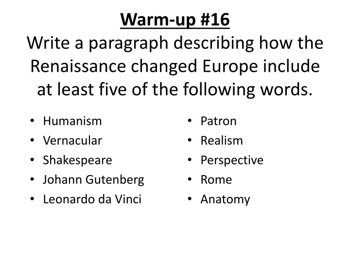 warm up 16