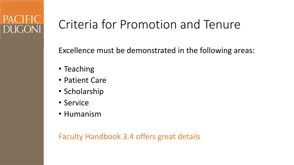criteria for promotion and tenure