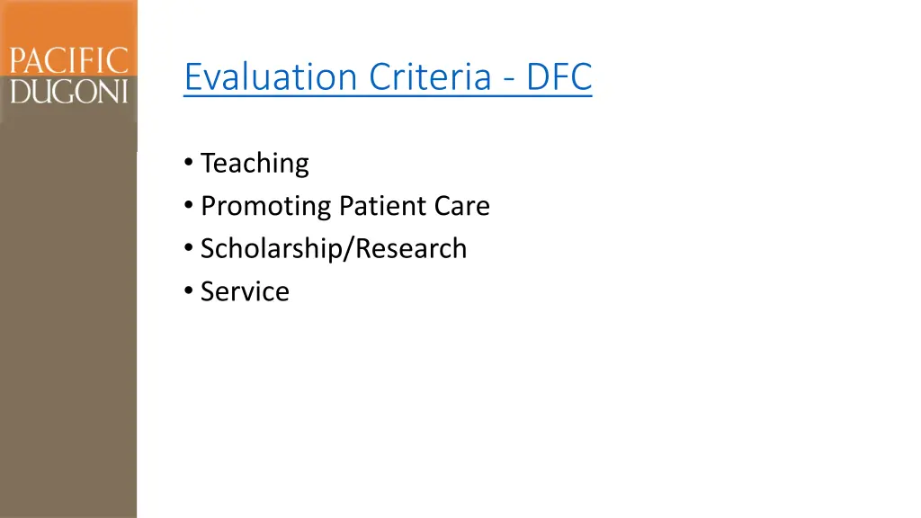 evaluation criteria dfc