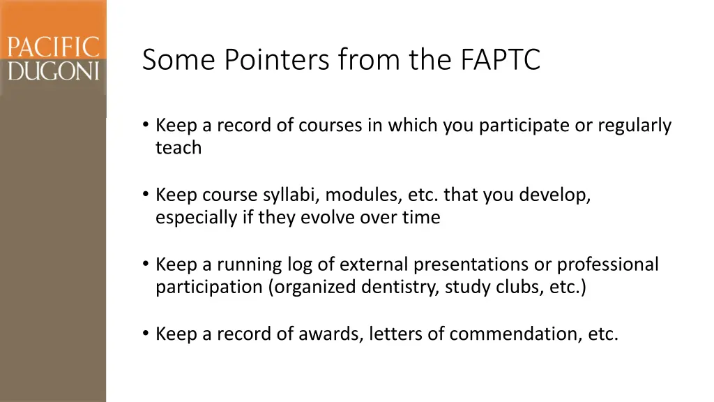 some pointers from the faptc 1